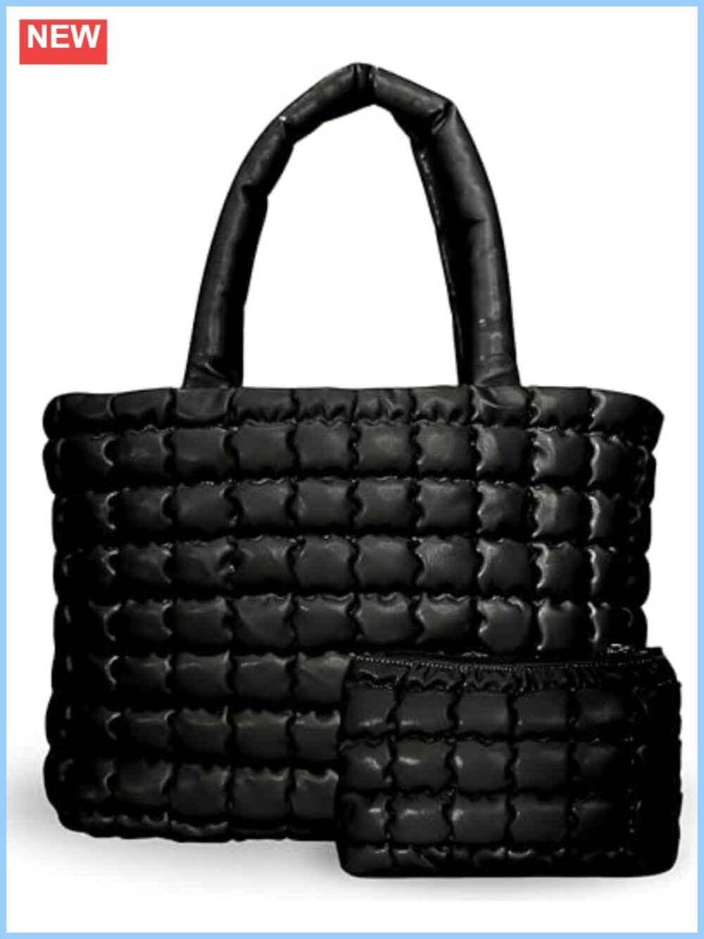 Puffer Tote Bag Set With Insert Pouch Quilted Shoulder Bag